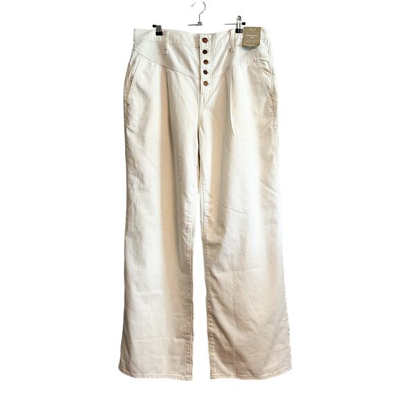 Madewell Super Wide Leg Button Fly Cream Jeans NWT Size 32 Vintage Canvas - Picture 1 of 13